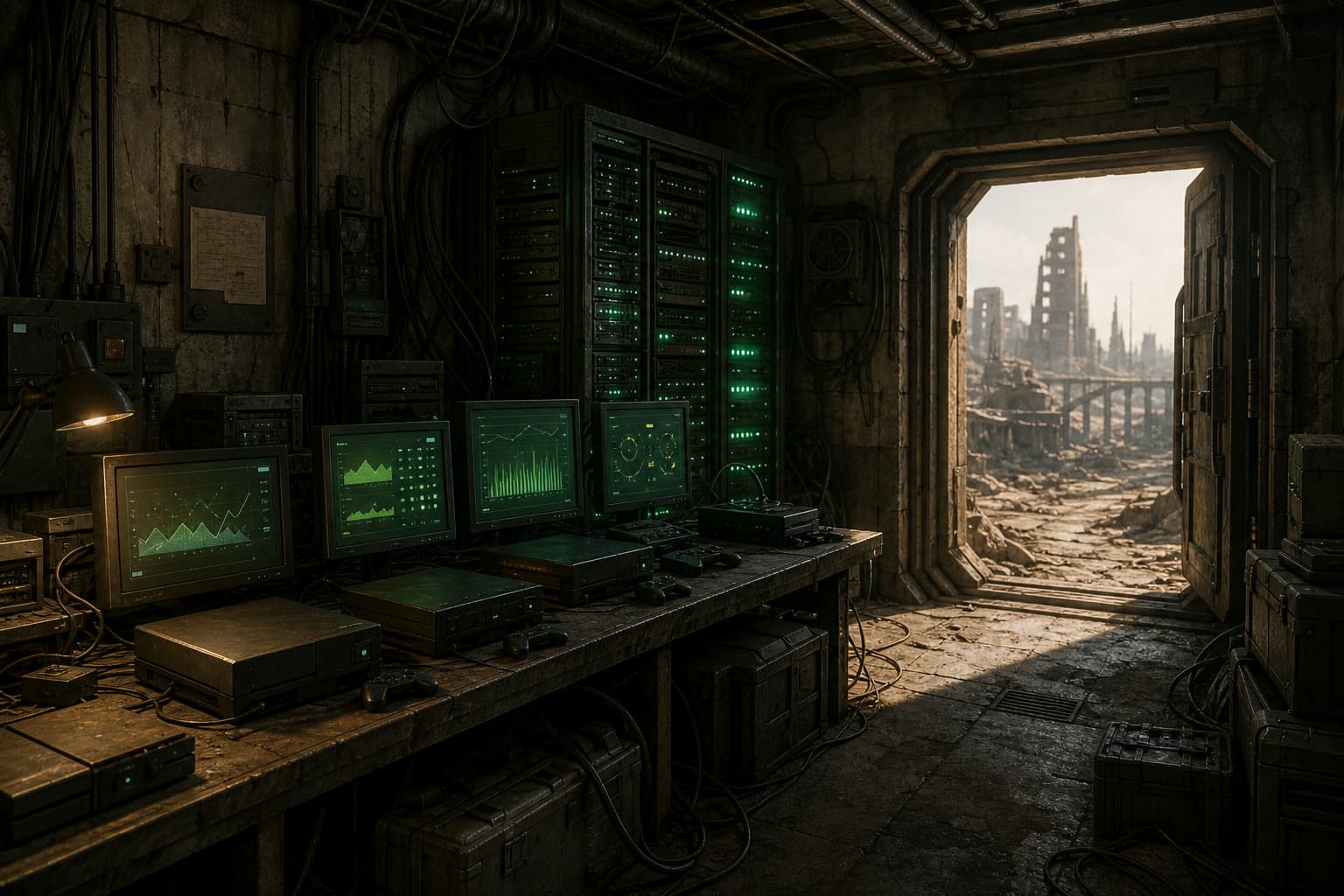 Original post-apocalyptic console test lab representing the Fallout 76 Xbox PTS