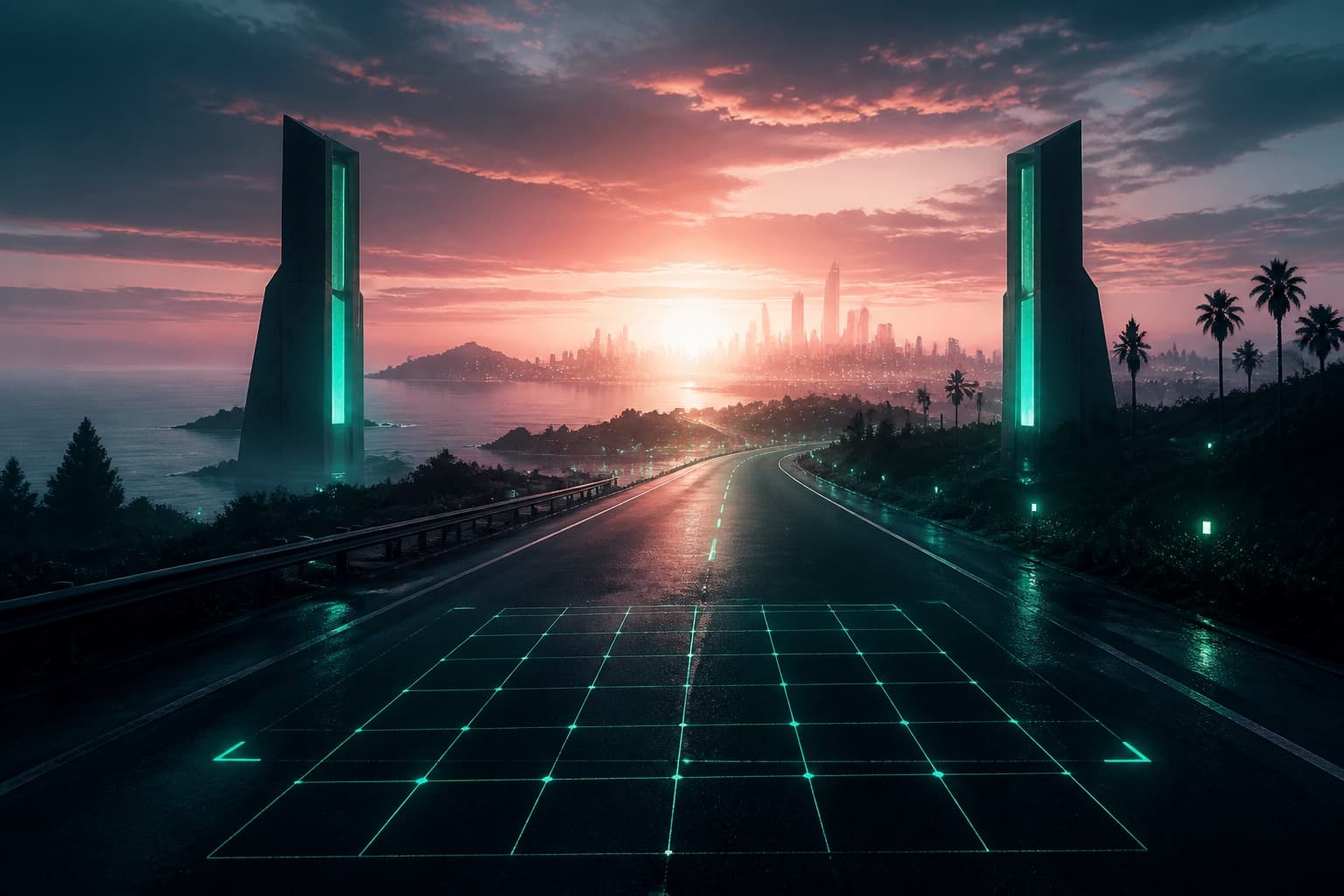 Original coastal highway countdown concept representing the confirmed GTA VI release date