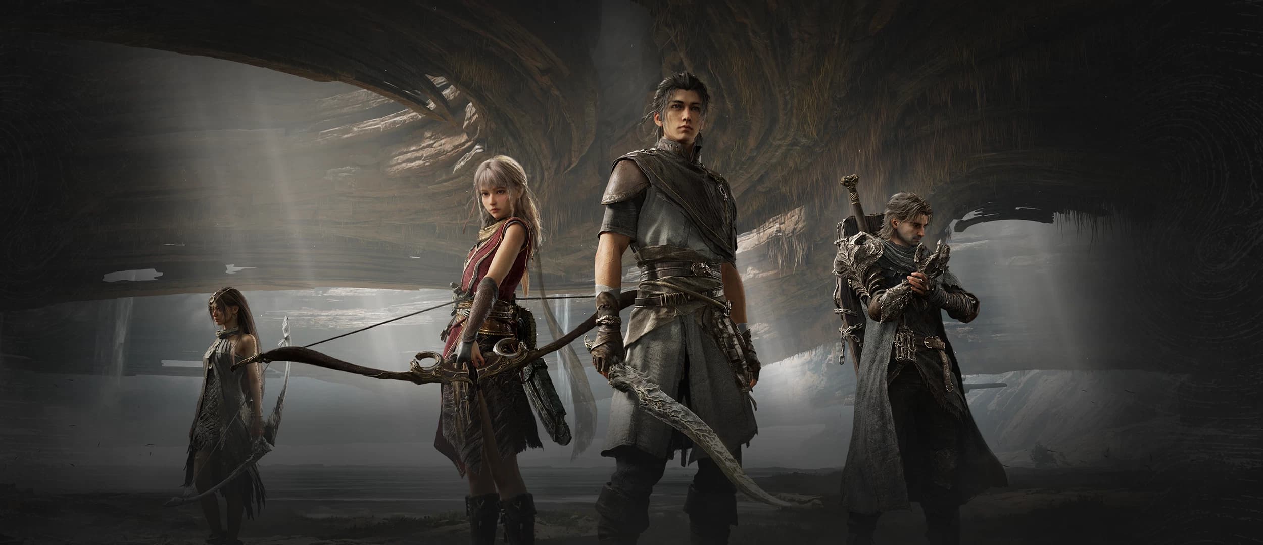 Official Nodusfall promotional still showing four Weavers in a vast cavern